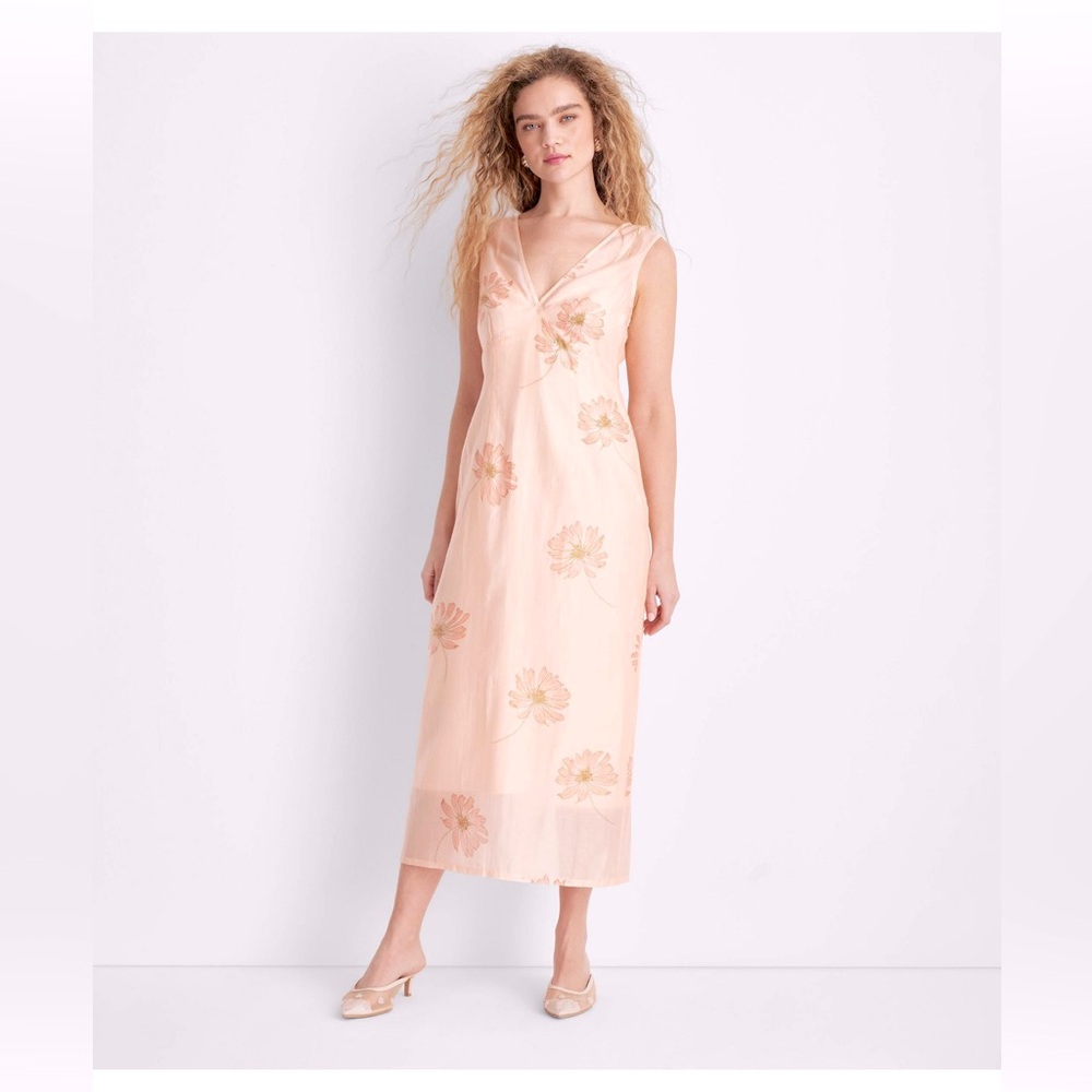 Future Collective™ V-Neck Sleeveless Floral Slip Midi Dress